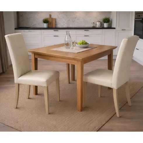 2 Sedie in Ecopelle Beige Cucina Imbottita Moderna Sala da Pranzo Salotto Legno | Bricoshop24
