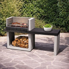 Barbecue in Muratura Cemento BBQ a Carbone Carbonella Legna da Giardino Esterno 2