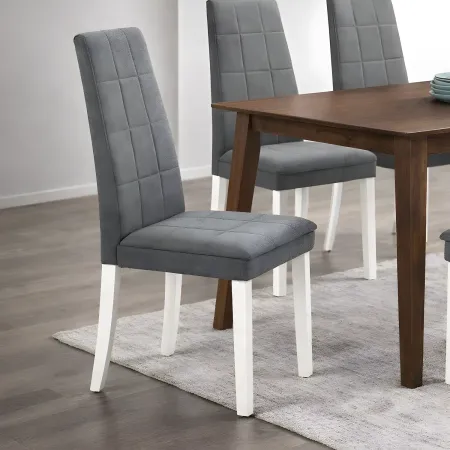 Set 2 Sedie Seduta in Tessuto Grigio Gambe Legno Bianco 46x59,5x101 cm