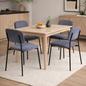 Set 4 Sedie in Vellutino Grigio 44x49x78 cm Struttura in Metallo Nero 2