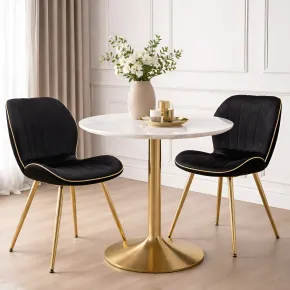 Set 2 Sedie da Pranzo in Velluto Nero Finitura Oro Moderno Soggiorno 2
