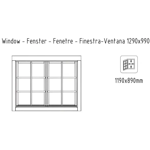 Casetta in Legno 500x445 cm Blockhouse 40 mm Doppia Porta Finestra