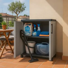 Armadio da Esterno Basso 68x37x90 cm Ripiano Regolabile Antipioggia 2