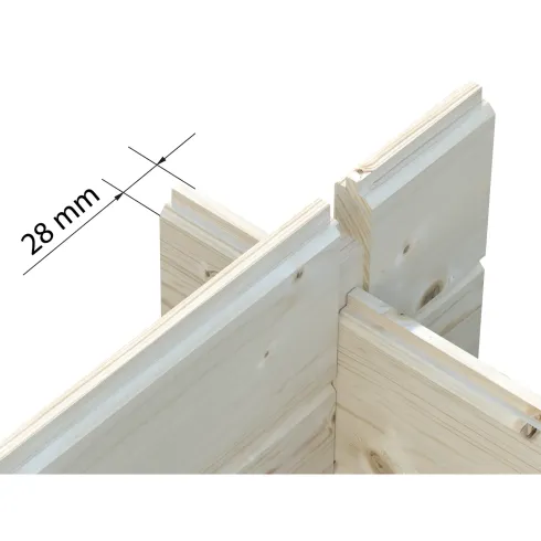 Casetta in Legno Naturale 28 mm 322x292 cm Blockhouse Doppia Porta