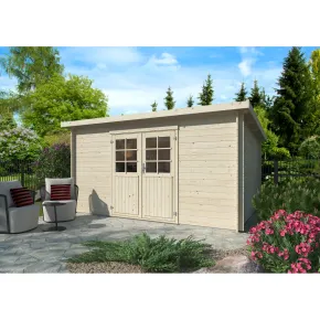 Casetta in Legno Naturale 28 mm 406x292 cm Blockhouse Doppia Porta 2