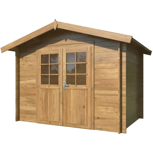 Casetta in Legno Impregnato 296x296 cm Blockhouse 28 mm Doppia Porta
