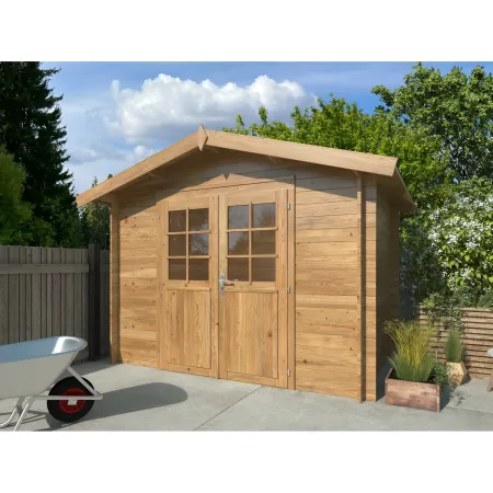 Casetta in Legno Impregnato 296x296 cm Blockhouse 28 mm Doppia Porta