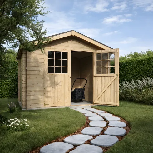 Casetta in Legno 3x3 mt 28 mm Block House Moderna Porta Attrezzi da Giardino | BricoShop24