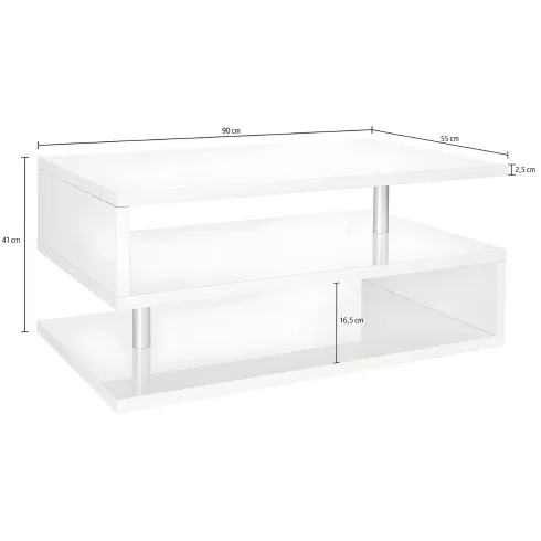 Tavolino da Caffè 90 cm in Legno Bianco 2 Ripiani da Soggiorno Moderno