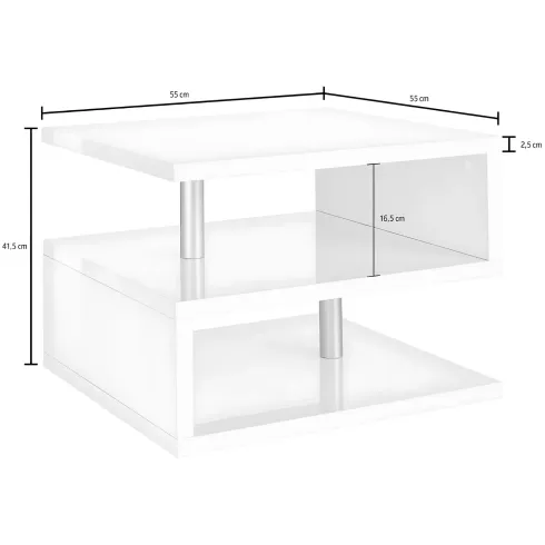 Tavolino da Caffè 55 cm in Legno Antracite 2 Ripiani Soggiorno Moderno