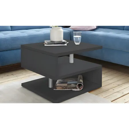 Tavolino da Caffè 55 cm in Legno Antracite 2 Ripiani Soggiorno Moderno