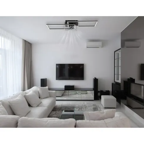 Ventilatore Soffitto con Luce LED Dimmerabile Metallo Nero Telecomando
