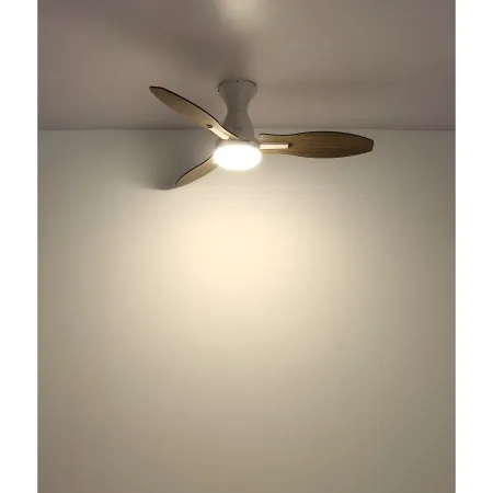 Ventilatore da Soffitto con Luce LED Bianco 3 Pale in Legno con Timer