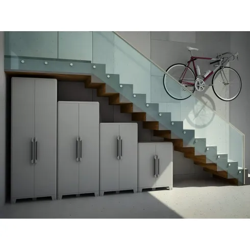 Armadio da Esterno 2 Ante in Pvc Resina Tuttopiani con Ripiano Mobile Modulare | Bricoshop24