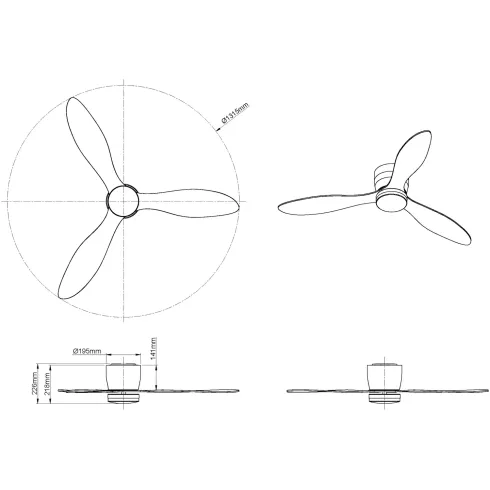 Ventilatore Soffitto con Luce Effetto Legno 3 Pale 20W LED Dimmerabile