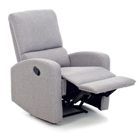 Poltrona Reclinabile Manuale Grigio Relax Letto Tessuto Salotto con Poggiapiedi