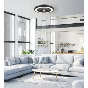 Ventilatore da Soffitto con Luce 54 cm Nero Telecomando Luce Notturna 2