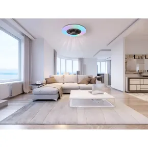 Ventilatore da Soffitto con Nero Bianco 60 cm LED RGB Telecomando 2