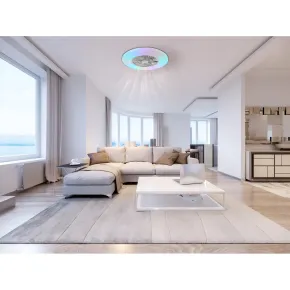 Ventilatore da Soffitto con Argento Bianco 60 cm LED RGB Telecomando 2