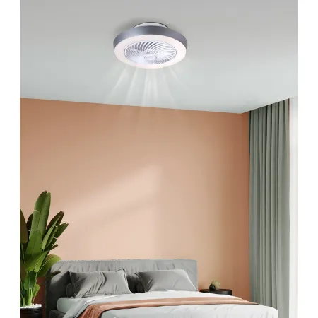 Ventilatore Soffitto con Luce LED Dimmerabile Bianco Grigio Telecomando