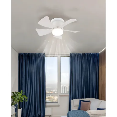 Ventilatore da Soffitto con Luce LED CCT Regolabile Bianco 5 Pale
