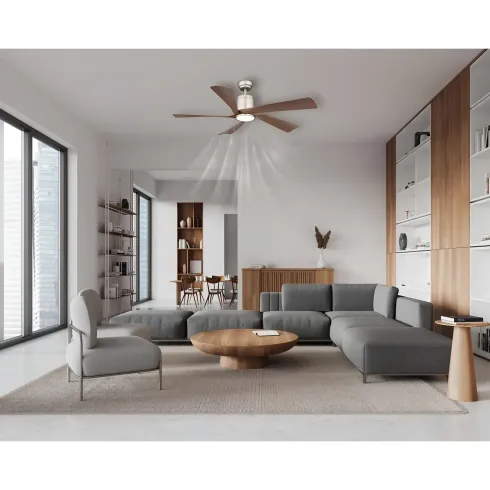 Ventilatore Soffitto con Luce Dimmerabile Grigio 5 Pale Effetto Legno