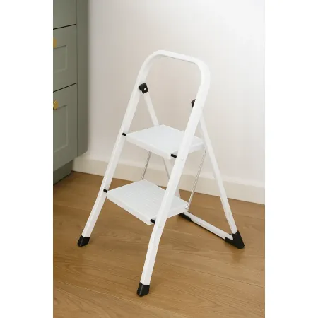 Sgabello Scala in Acciaio 2 Gradini Domestica Salvaspazio Scaletta Pieghevole | BricoShop24