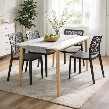 Set 4 Sedie da Pranzo Antracite in Polipropilene da Interno Esterno