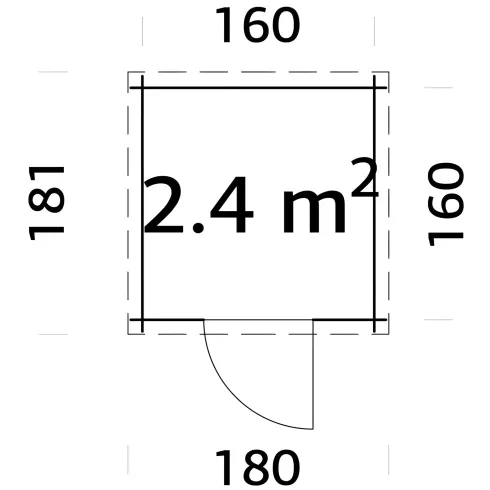 Casetta in Legno Grezzo 19 mm 176x176 cm Blockhouse Tetto in Perline