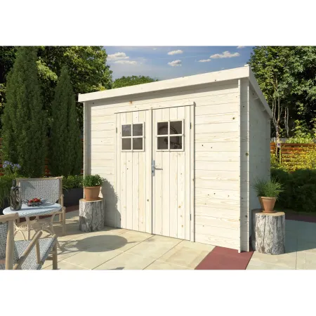 Casetta in Legno 19 mm 260x260 cm Blockhouse Tetto Perline Doppia Porta