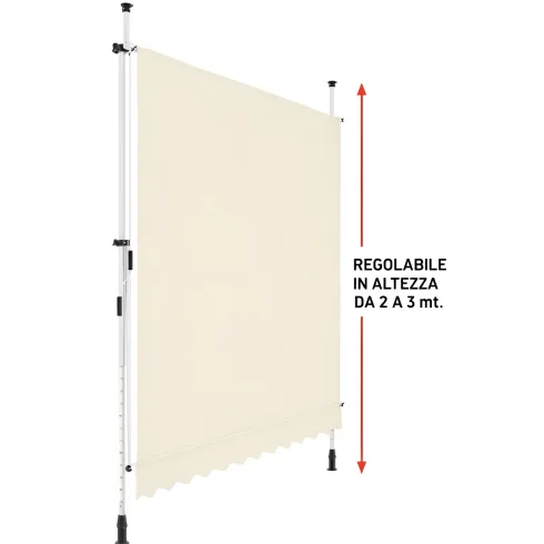 Tenda da Sole a Caduta Senza Viti 250x130 Altezza Regolabile Beige