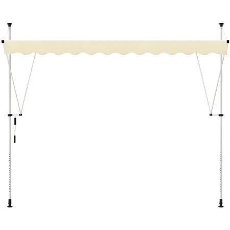 Tenda da Sole a Caduta Senza Viti 250x130 Altezza Regolabile Beige