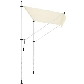 Tenda da Sole a Caduta Senza Viti 300x130 Altezza Regolabile Beige 2