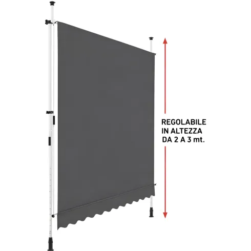Tenda da Sole a Caduta Senza Viti 300x130 Altezza Regolabile Antracite