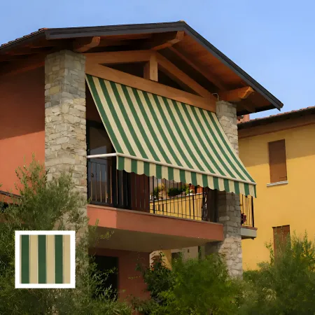 Tenda da Sole a Caduta 300x250 Riga Verde Bianco Bracci Senza Cassone