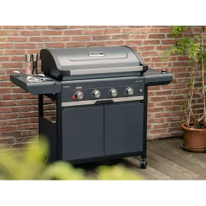 Barbecue Gas Campignaz 4 Fuochi Ruote Acciaio Inox Nero 127x57x113 cm 2