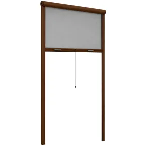 Zanzariera a Rullo Verticale 120x160 Riducibile in Alluminio Marrone