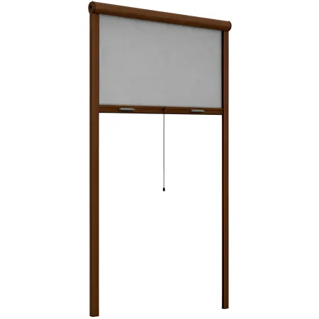 Zanzariera a Rullo Verticale 120x160 Riducibile in Alluminio Marrone