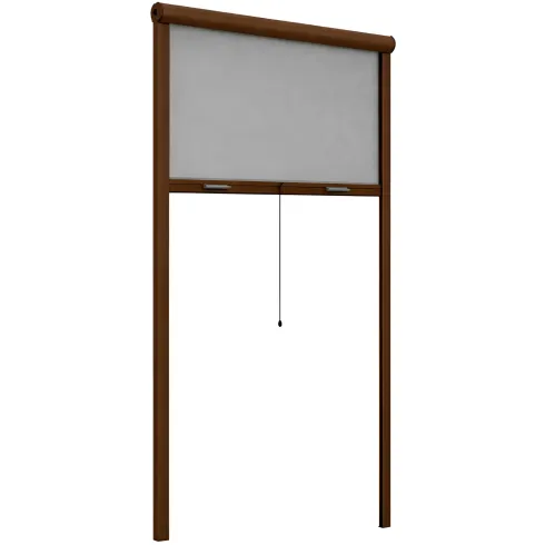 Zanzariera a Rullo Verticale 140x160 Riducibile in Alluminio Marrone
