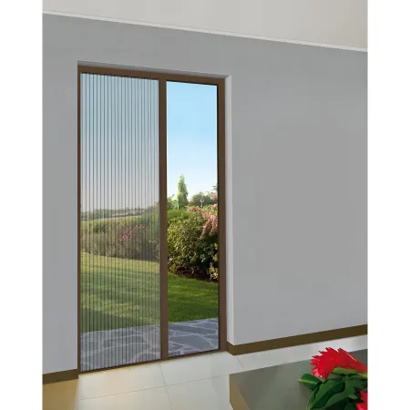 Zanzariera Plissettata Laterale Marrone Guida Bassa Porta 105x240