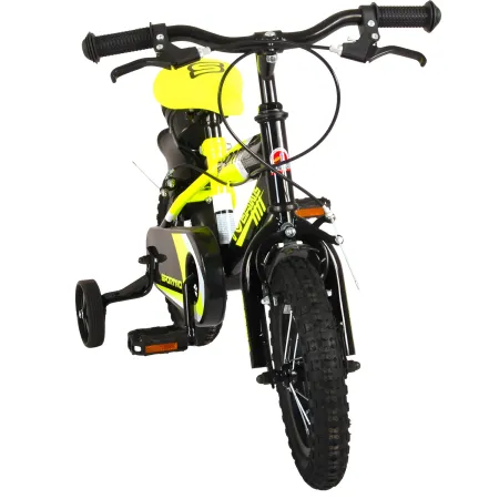 Bicicletta Bambini 16" Sportiva Giallo Rotelle Removibili Borraccia