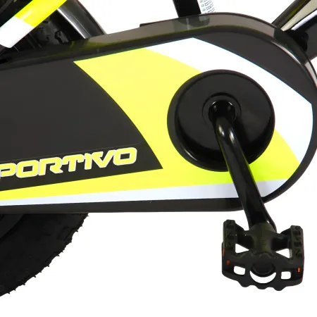 Bicicletta Bambini 14" Sportiva Giallo Rotelle Removibili Borraccia