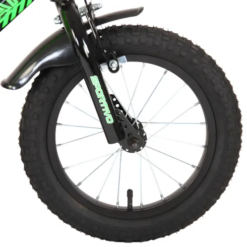 Bicicletta Bambini 12" Sportiva Verde Rotelle Removibili Borraccia