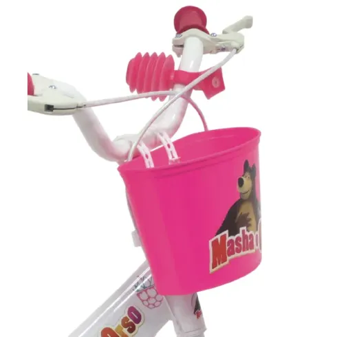 Bicicletta per Bambini 12" Masha e Orso Bianco con Portabambola Rotelle