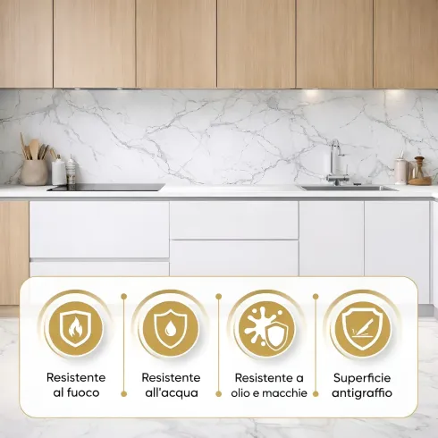 Set 6 Pannelli Decorativi Effetto Marmo Bianco PVC 120x60 Rivestimento
