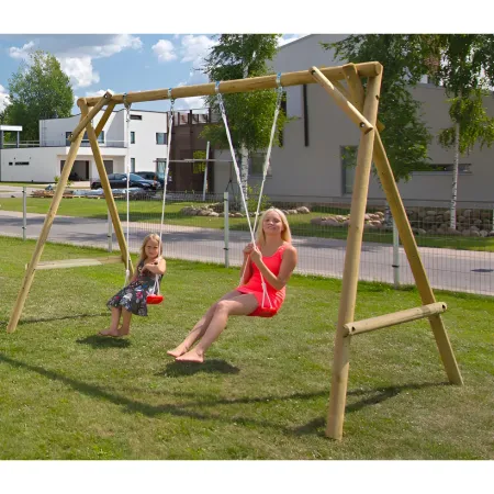 Altalena in Legno per Bambini 2 Posti Pino Impregnato da Giardino