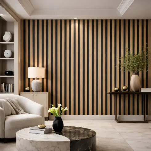Set 12 Pannelli Acustici MDF Feltro PET 60x60 cm Effetto Legno Noce