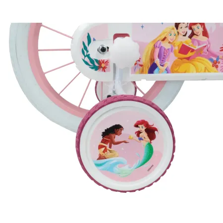 Bicicletta Bambini 16" Principesse Disney Rosa Rotelle Cestino Sedile