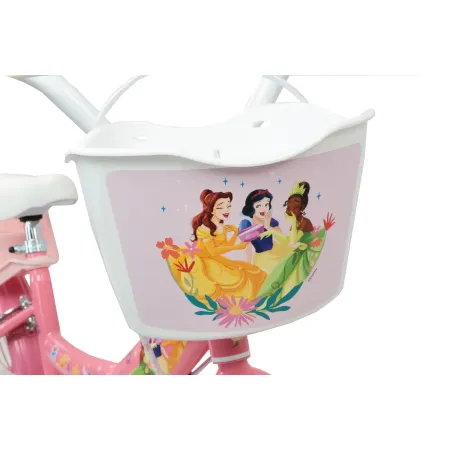 Bicicletta Bambini 14" Principesse Disney Rosa Rotelle Cestino Sedile