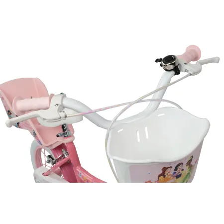 Bicicletta Bambini 14" Principesse Disney Rosa Rotelle Cestino Sedile